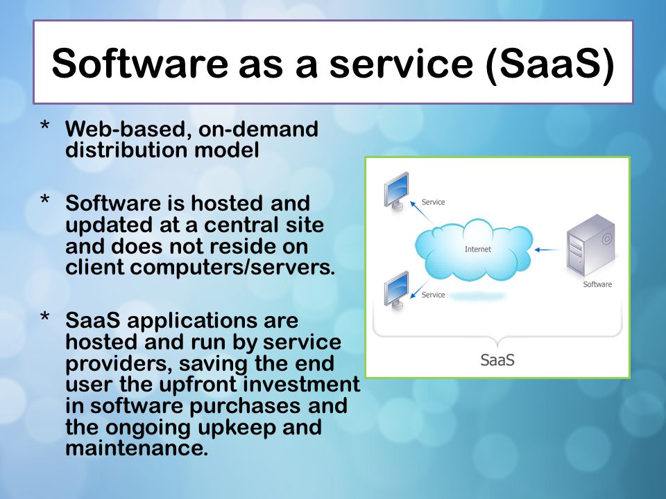 Software as a service (SaaS)