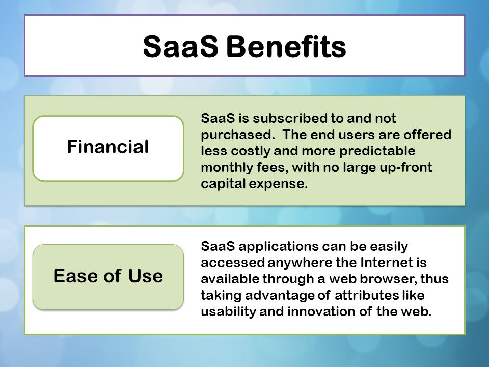 SaaS Benefits Financial Ease of Use