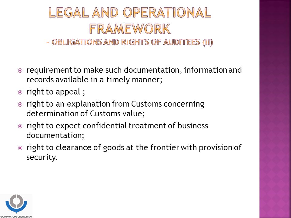 LEGAL and operational framework - Obligations and rights of auditees (II)