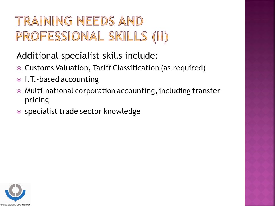 Training needs and professional skills (II)