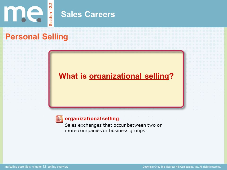 What is organizational selling