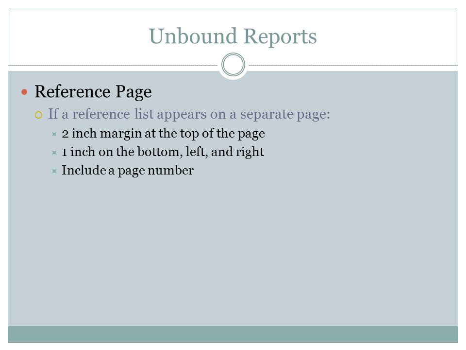 Unbound Reports Reference Page