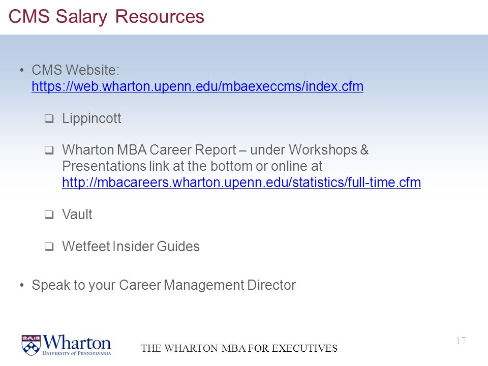 Wharton Executive MBA Salary Negotiation ppt download