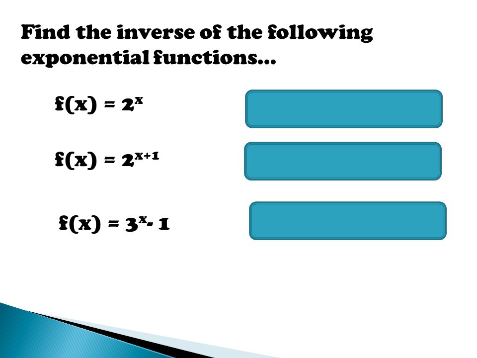 Find the inverse of the following exponential functions…
