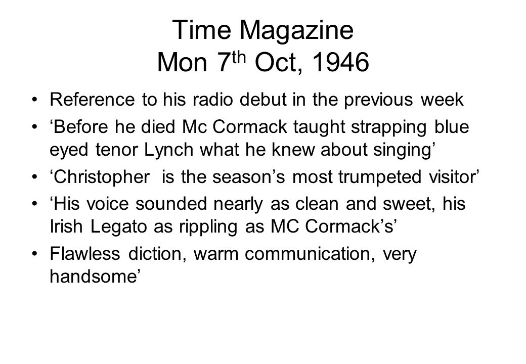 Time Magazine Mon 7th Oct, 1946