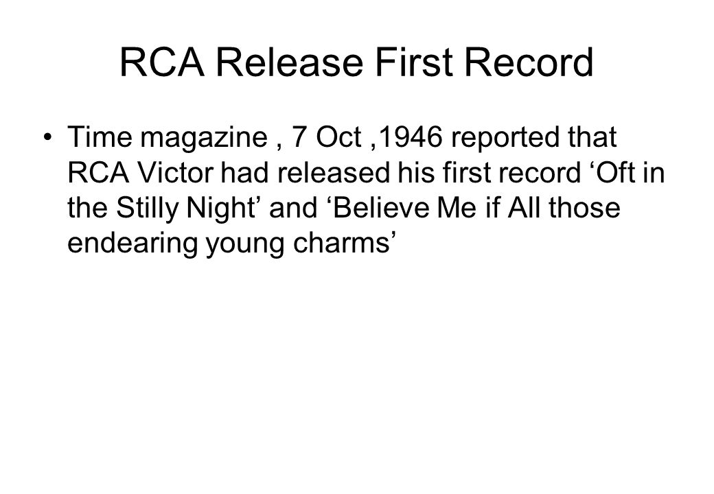 RCA Release First Record