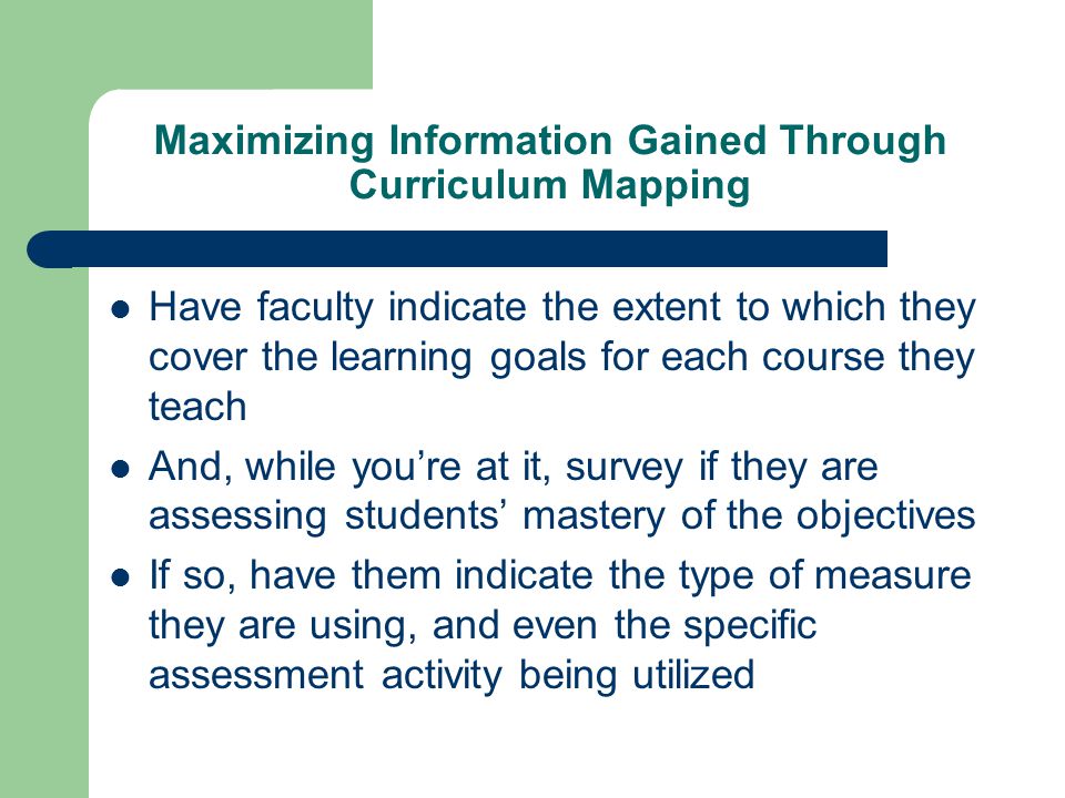 Maximizing Information Gained Through Curriculum Mapping