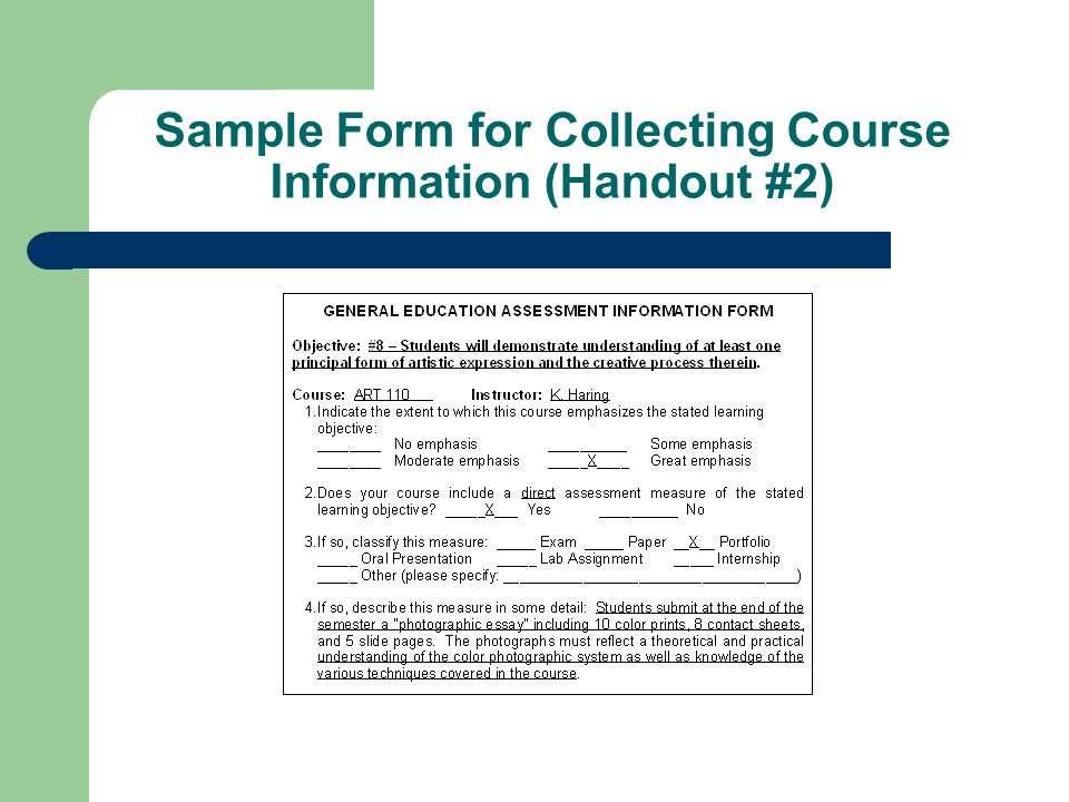 Sample Form for Collecting Course Information (Handout #2)