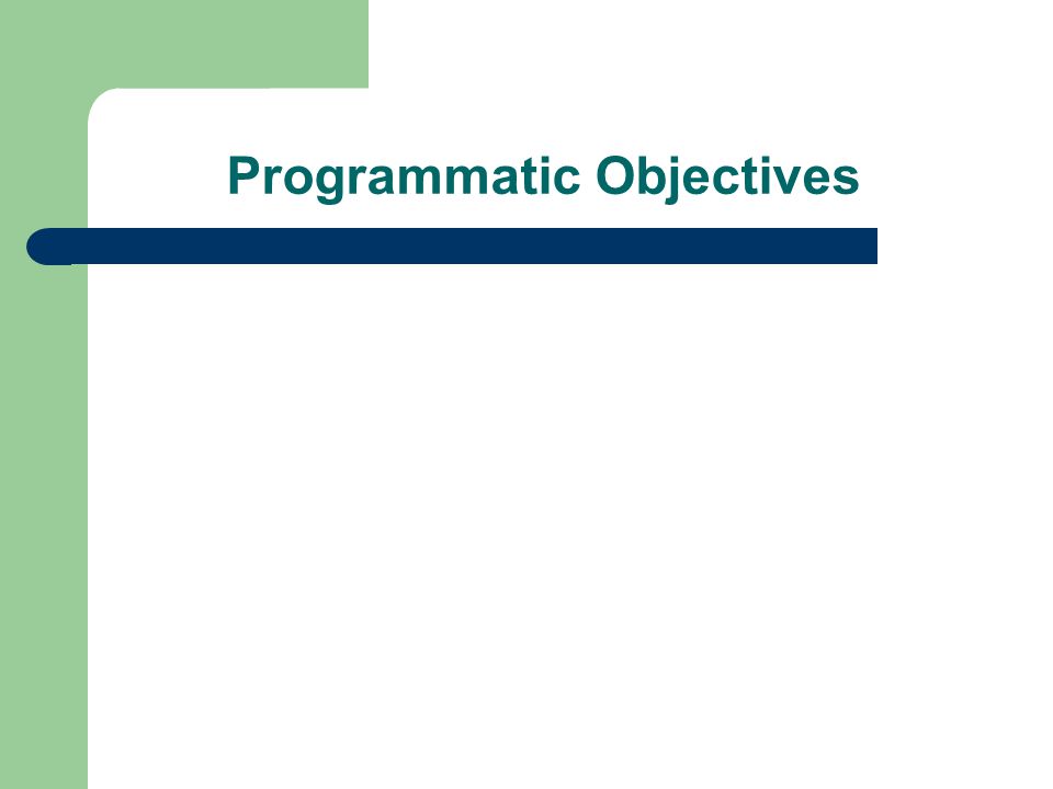 Programmatic Objectives