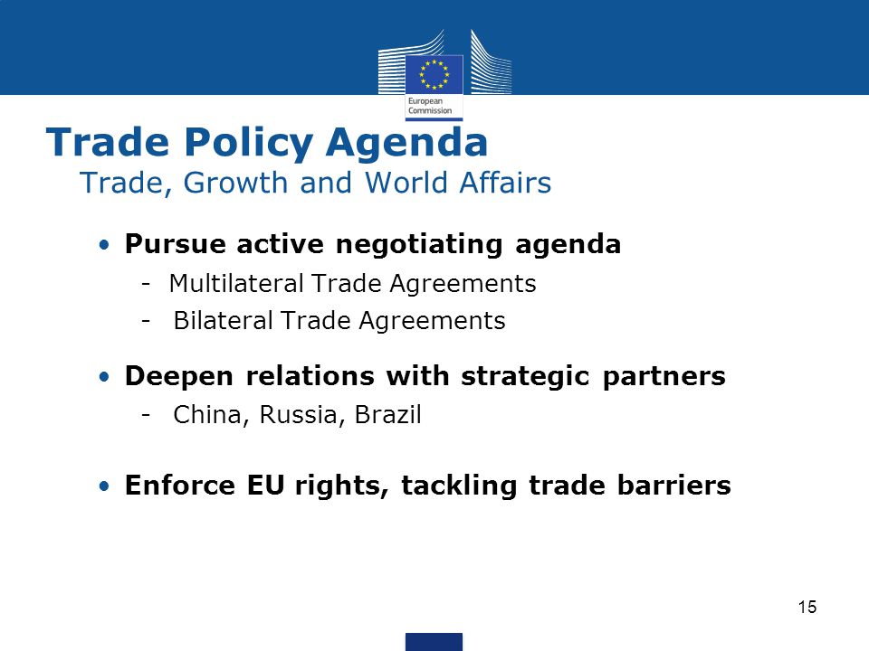 Trade Policy Agenda Trade, Growth and World Affairs