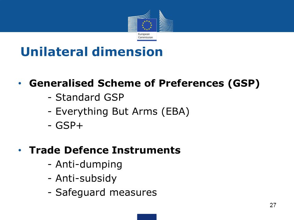 Unilateral dimension Generalised Scheme of Preferences (GSP)