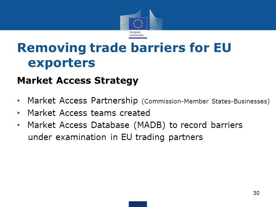 Removing trade barriers for EU exporters