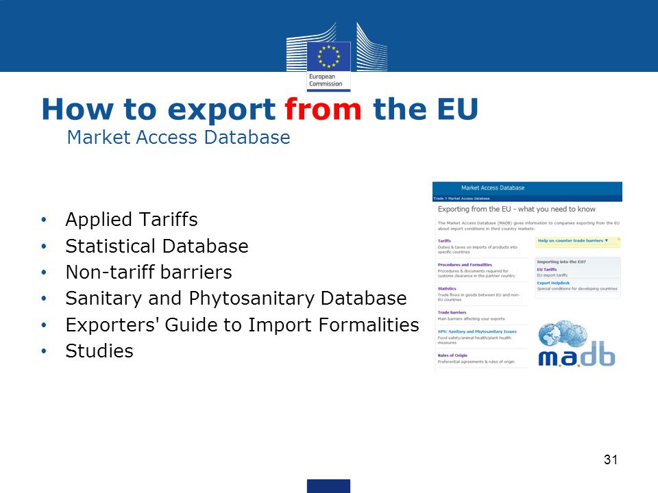 How to export from the EU Market Access Database