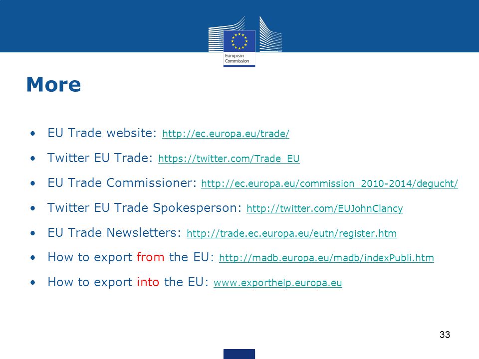 More EU Trade website:
