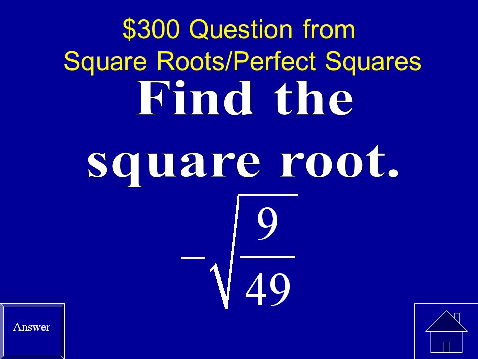 $300 Question from Square Roots/Perfect Squares