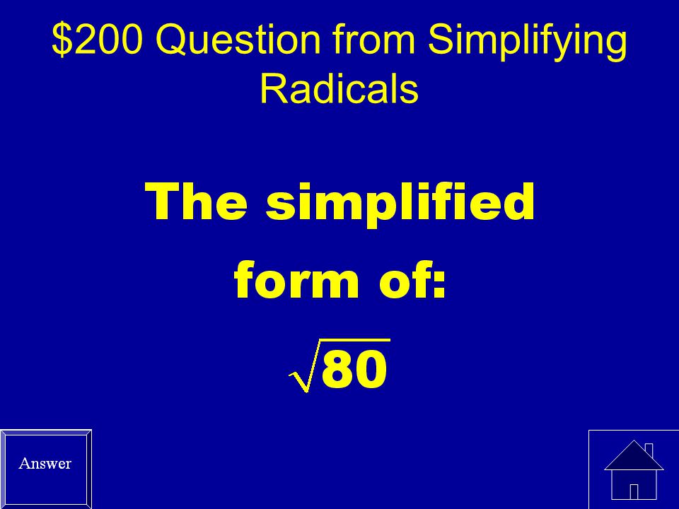 $200 Question from Simplifying Radicals