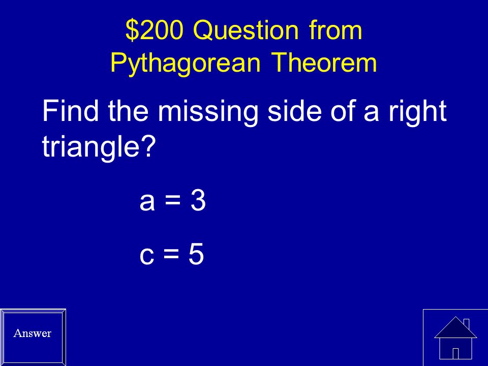 $200 Question from Pythagorean Theorem