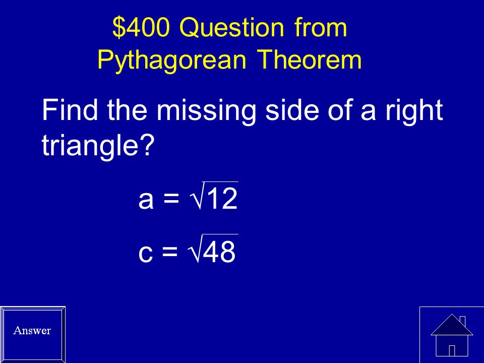 $400 Question from Pythagorean Theorem
