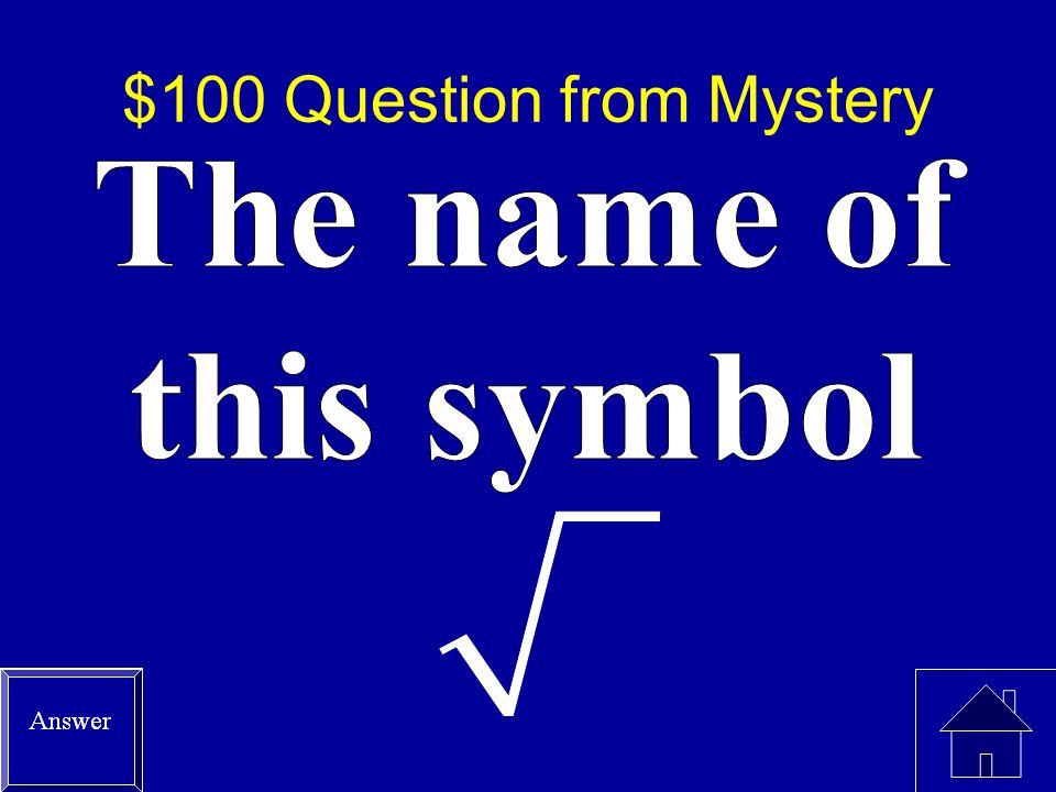 $100 Question from Mystery