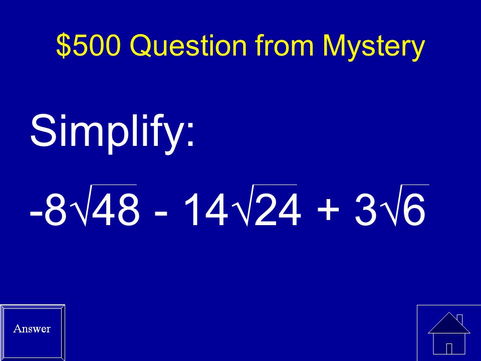 $500 Question from Mystery