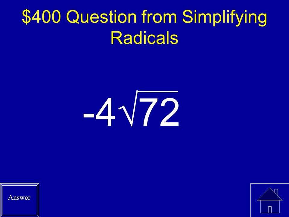 $400 Question from Simplifying Radicals