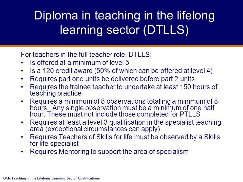 Diploma in teaching in the lifelong learning sector (DTLLS)