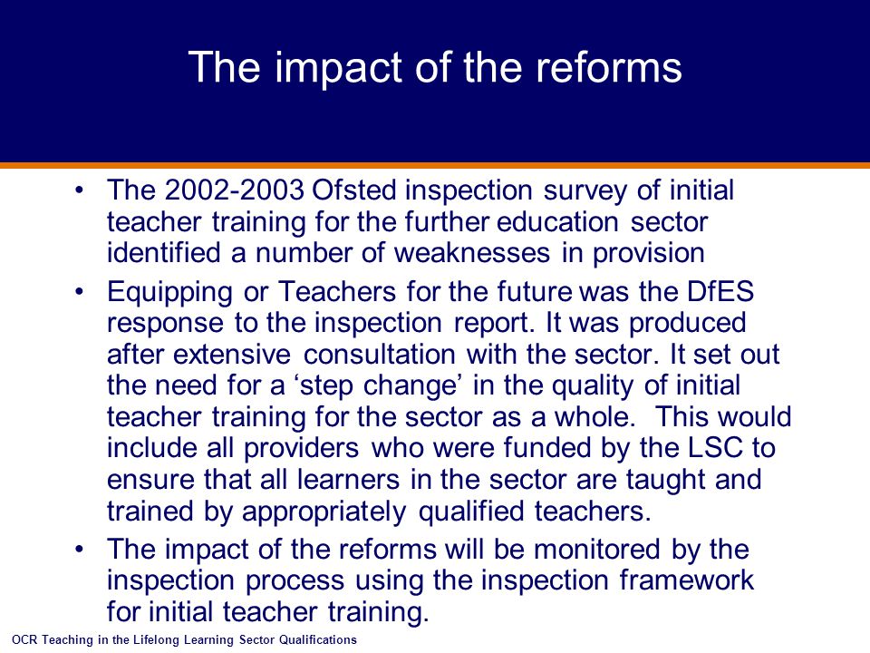 The impact of the reforms