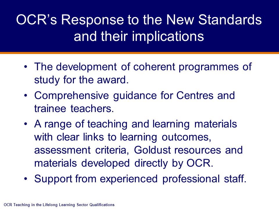 OCR’s Response to the New Standards and their implications