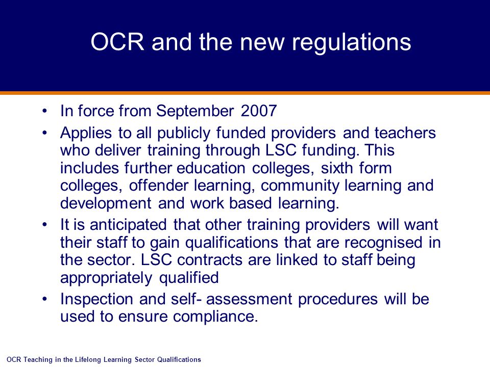 OCR and the new regulations