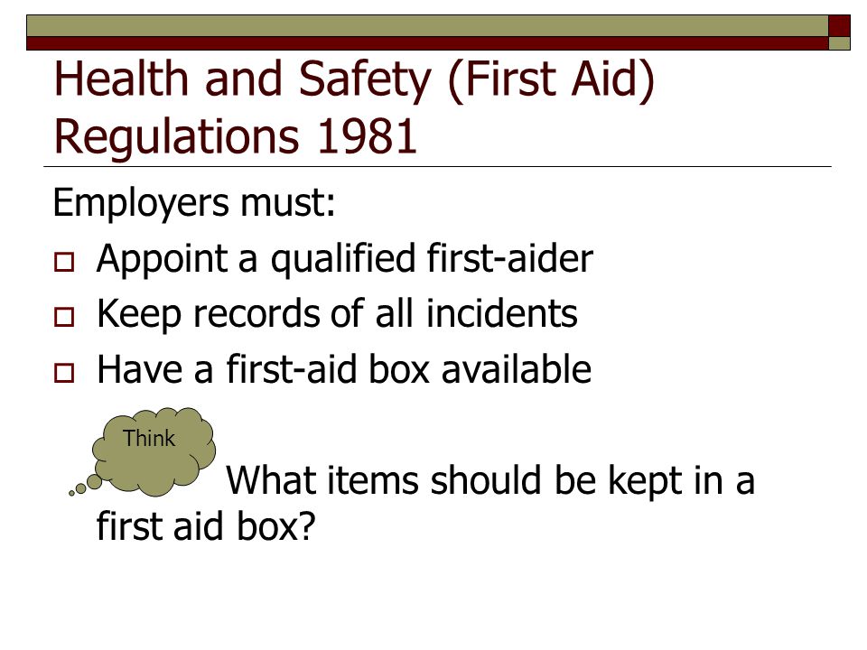 Health and Safety (First Aid) Regulations 1981