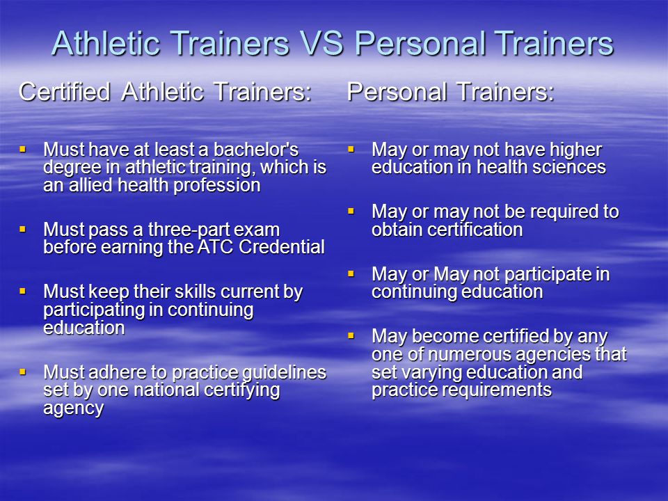Athletic Trainers VS Personal Trainers