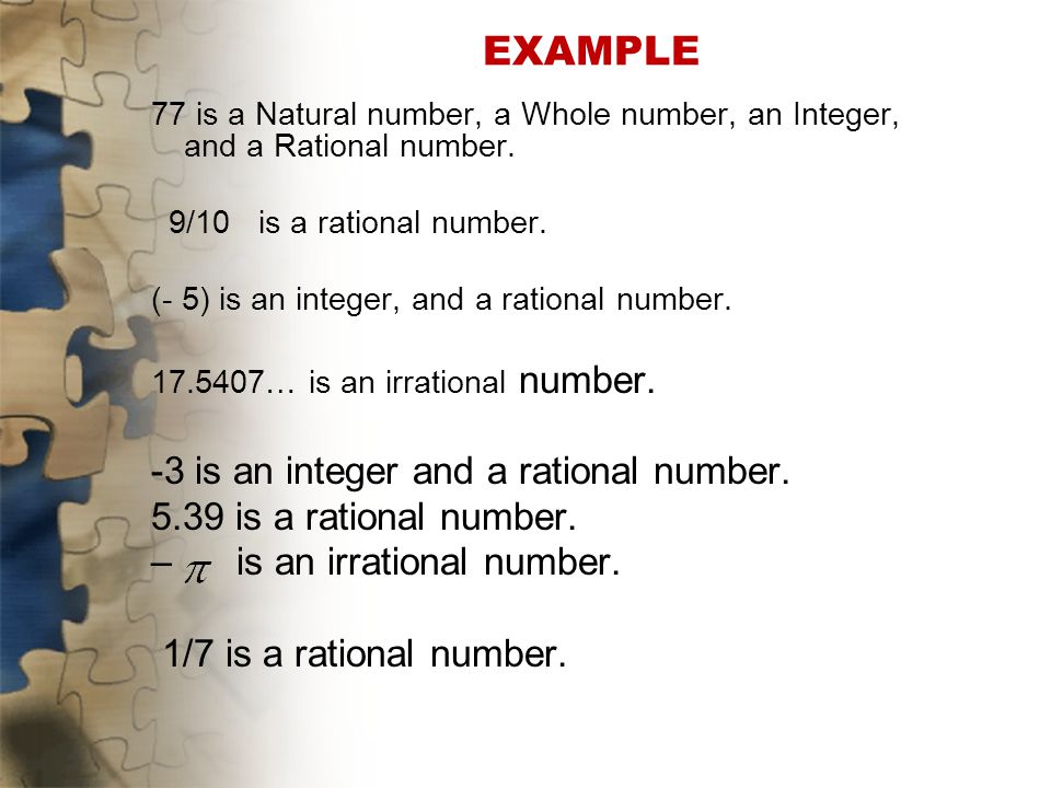 EXAMPLE -3 is an integer and a rational number.