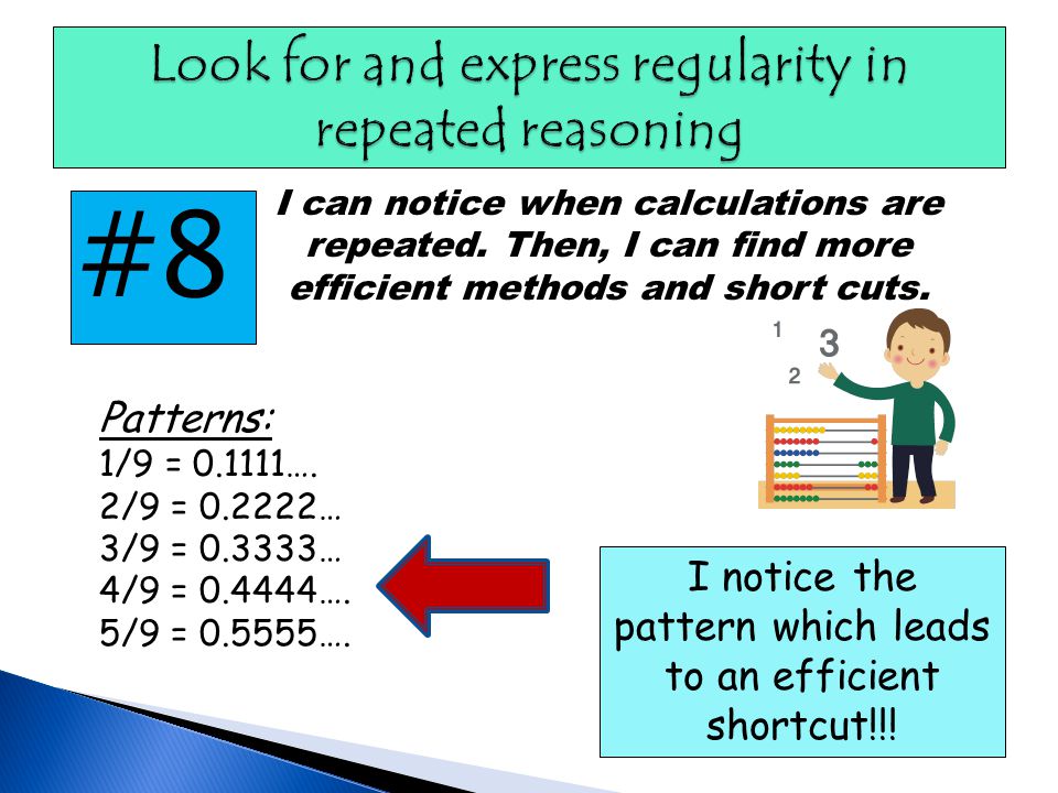 Look for and express regularity in repeated reasoning