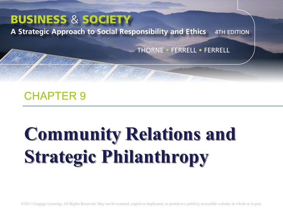 Community Relations and Strategic Philanthropy