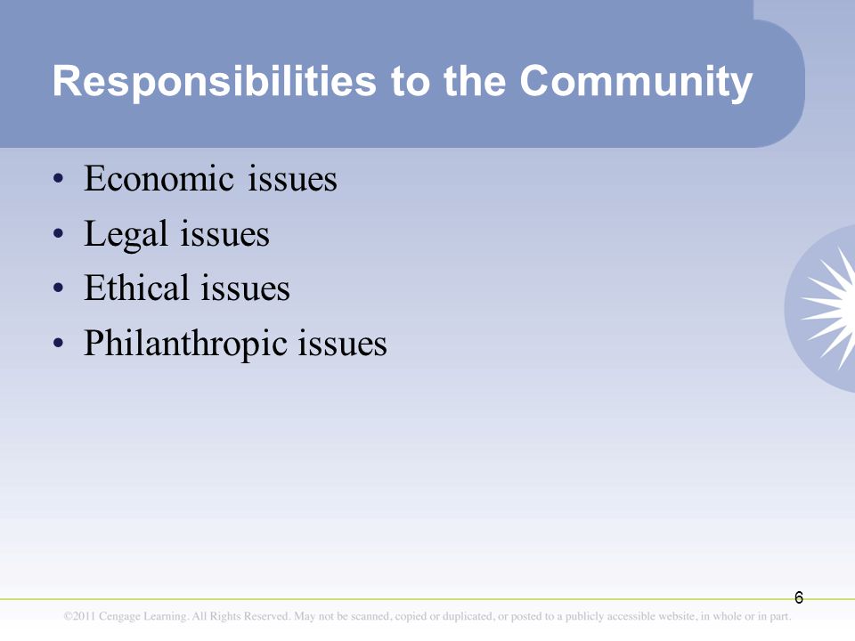 Responsibilities to the Community