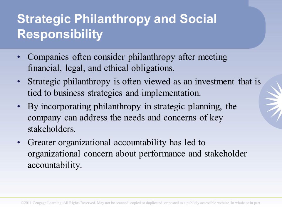Strategic Philanthropy and Social Responsibility