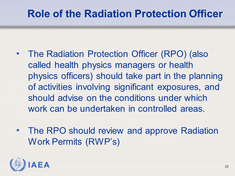 Role of the Radiation Protection Officer