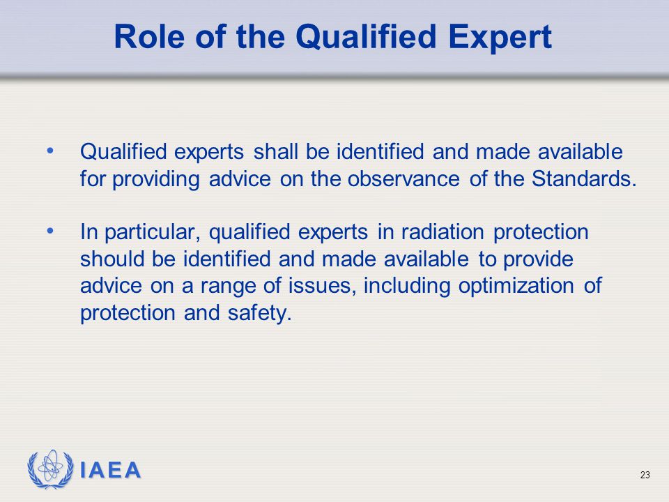 Role of the Qualified Expert