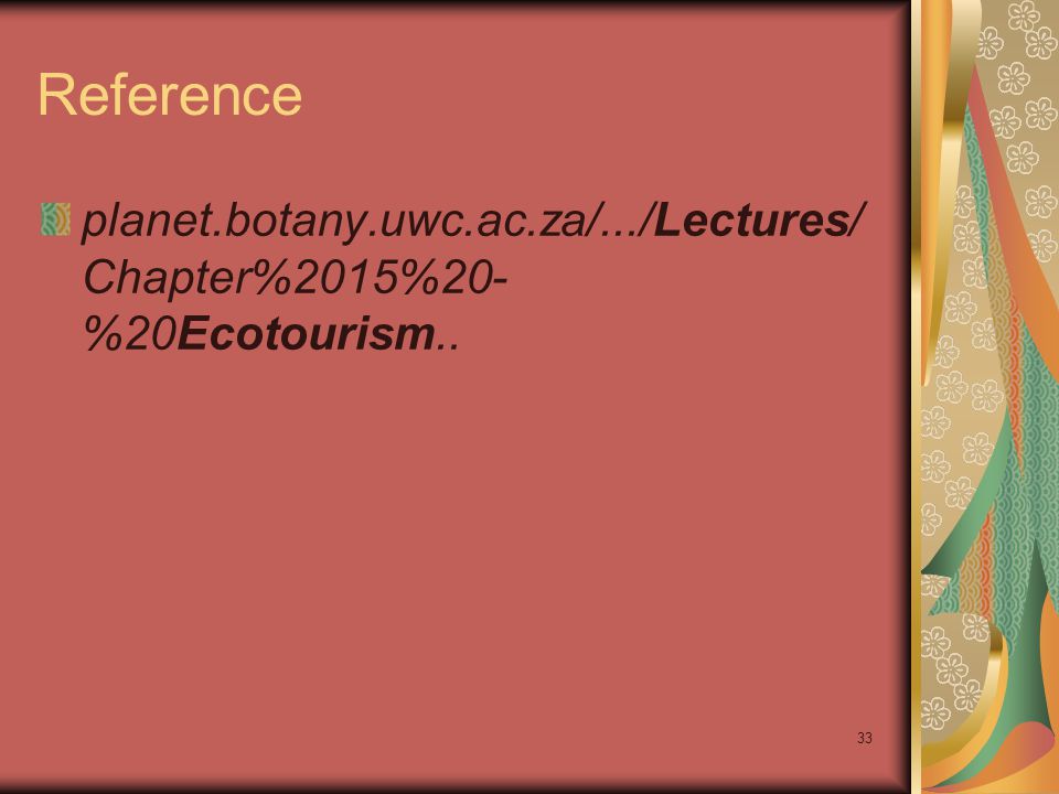 Reference planet.botany.uwc.ac.za/.../Lectures/Chapter%2015%20-%20Ecotourism..