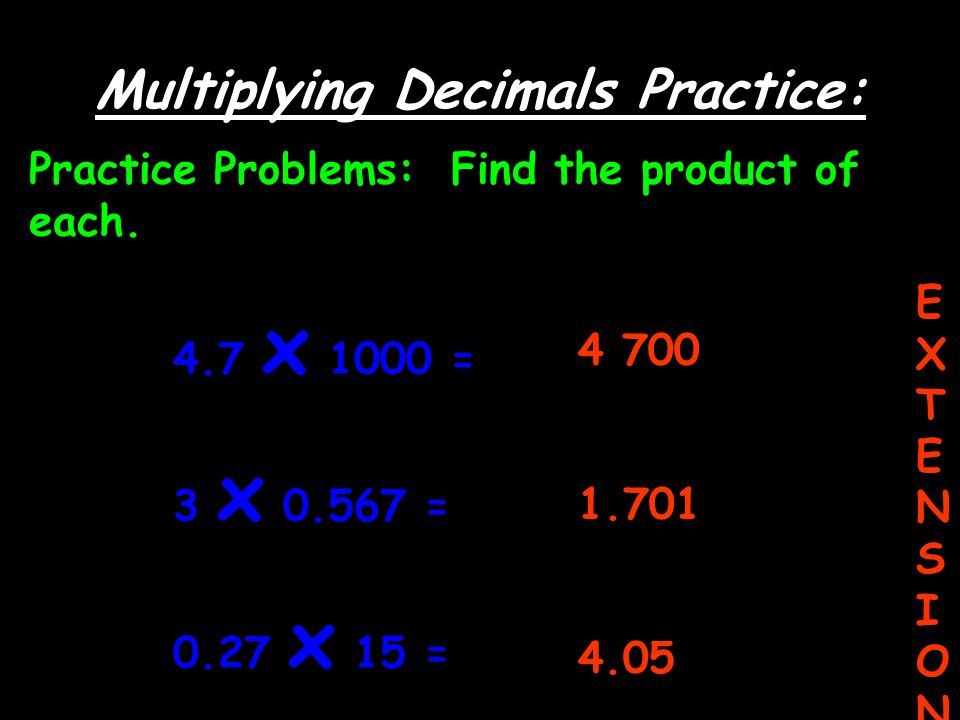 Multiplying Decimals Practice: