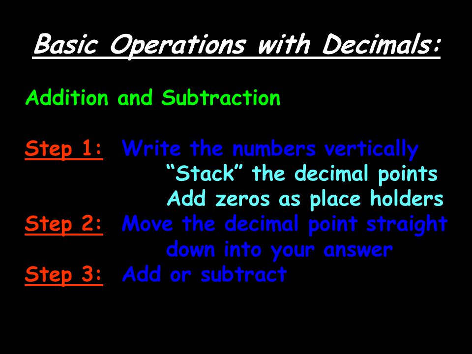 Basic Operations with Decimals: