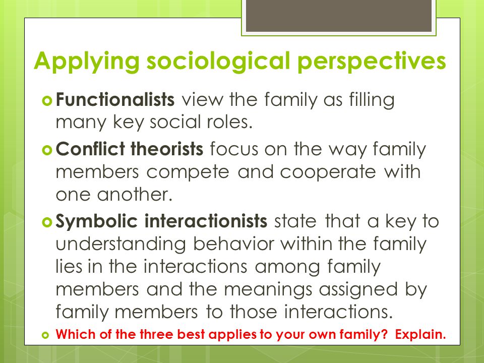 Applying sociological perspectives