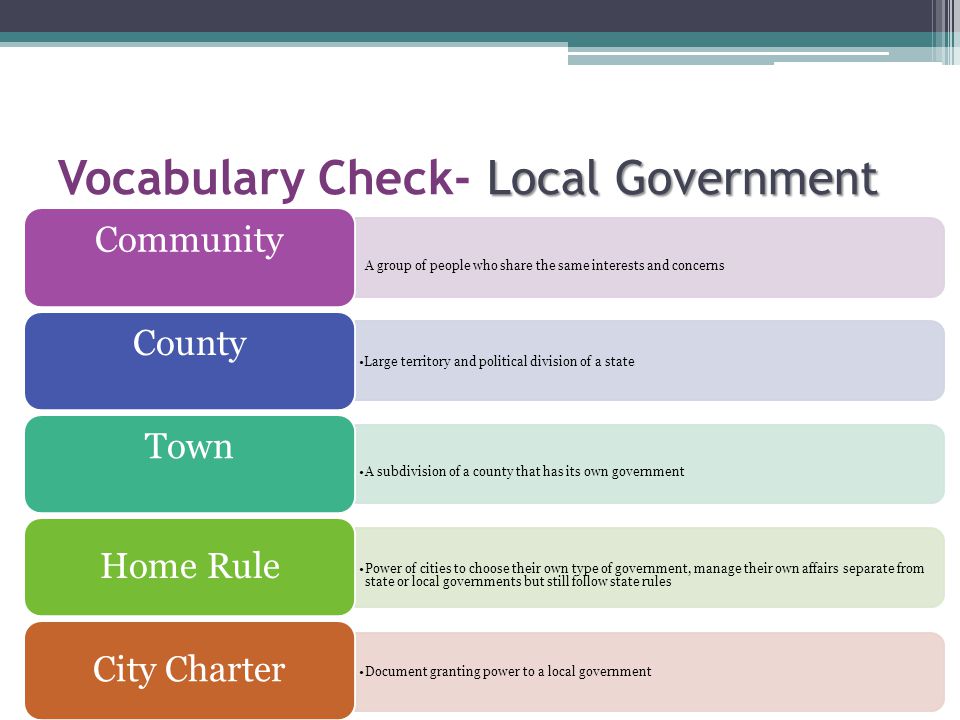 Vocabulary Check- Local Government