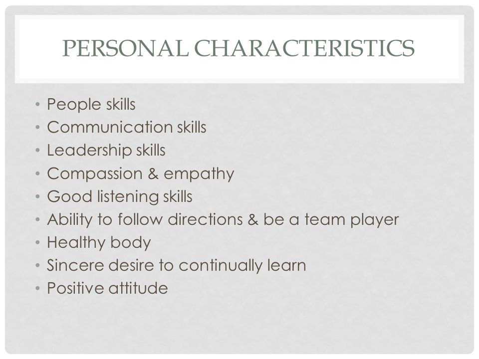 Personal characteristics
