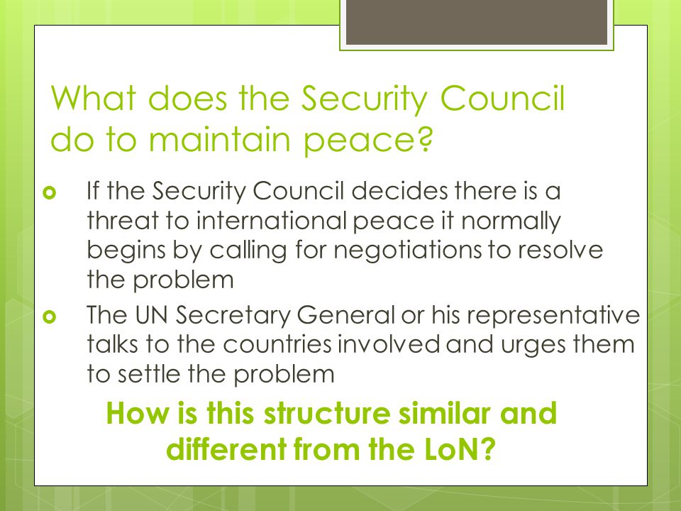 What does the Security Council do to maintain peace