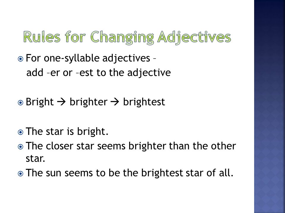 Rules for Changing Adjectives