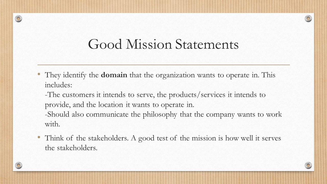 Good Mission Statements