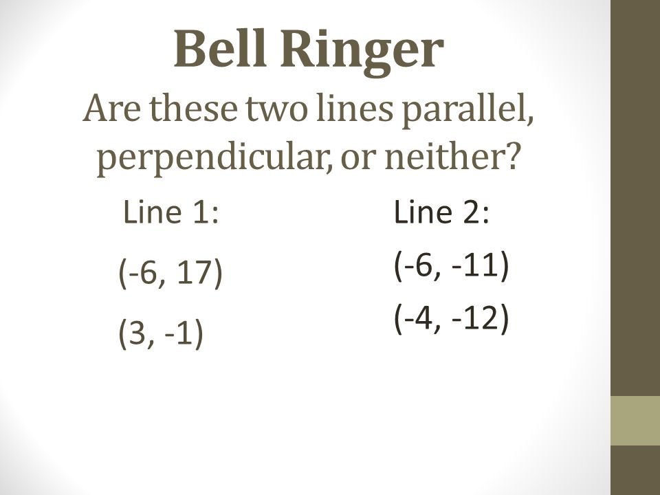 Are these two lines parallel, perpendicular, or neither