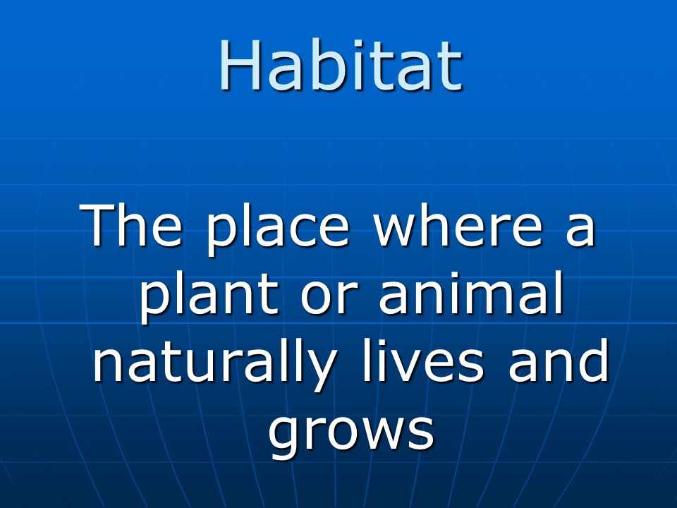The place where a plant or animal naturally lives and grows