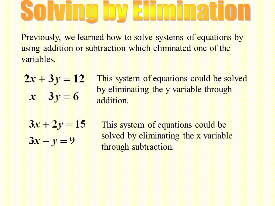 Solving by Elimination